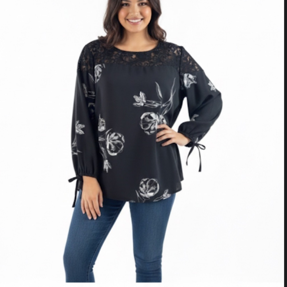 Krazy Kat Elegant Black Floral Women's
Top size XL